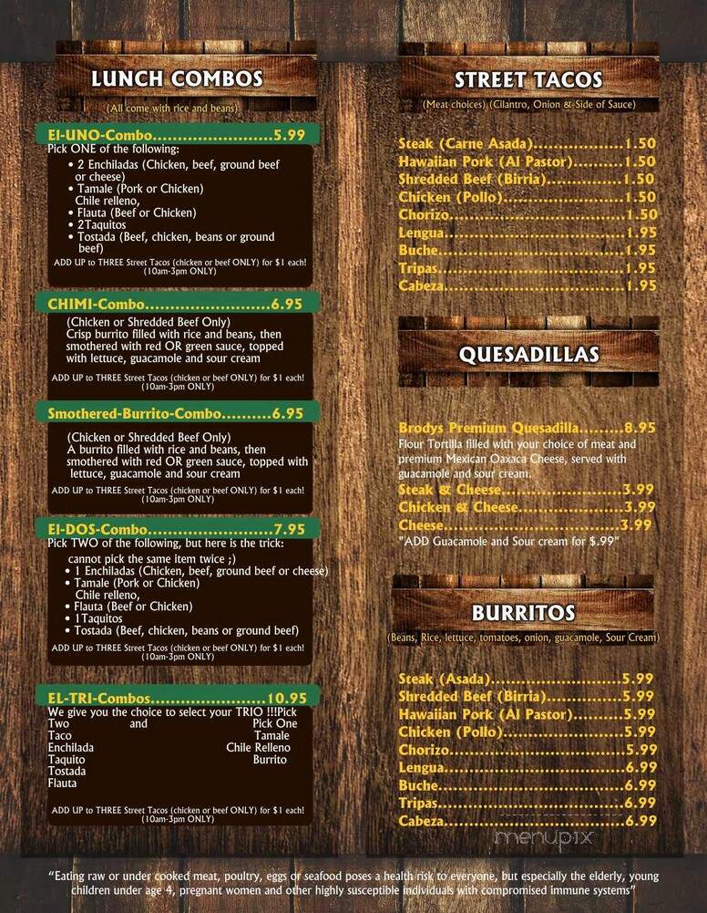 Brody's Mexican Restaurant - Cedar City, UT menu_pic