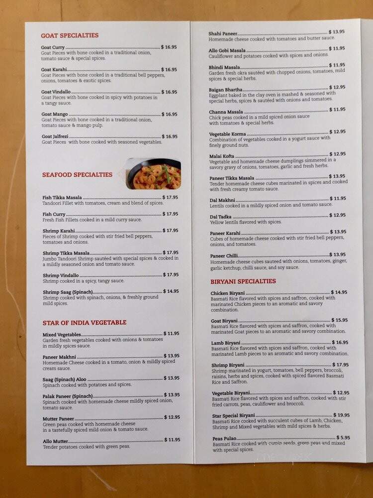 Star of India - Peachtree City, GA menu_pic