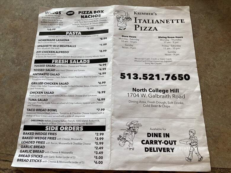 Krimmer's Italianette Pizzeria - Cincinnati, OH