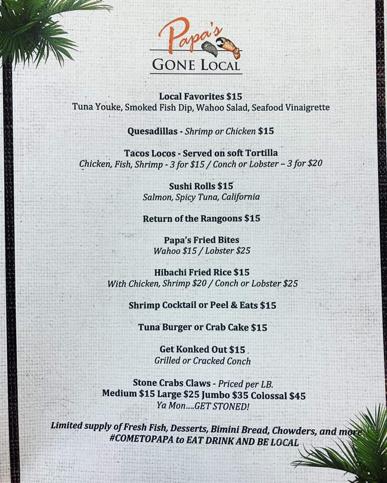 Papa's Raw Bar - Lighthouse Point, FL menu_pic