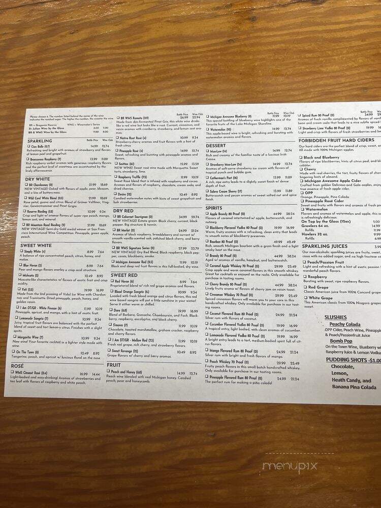 St. Julian Wine Company Tasting Room - Frankenmuth, MI menu_pic
