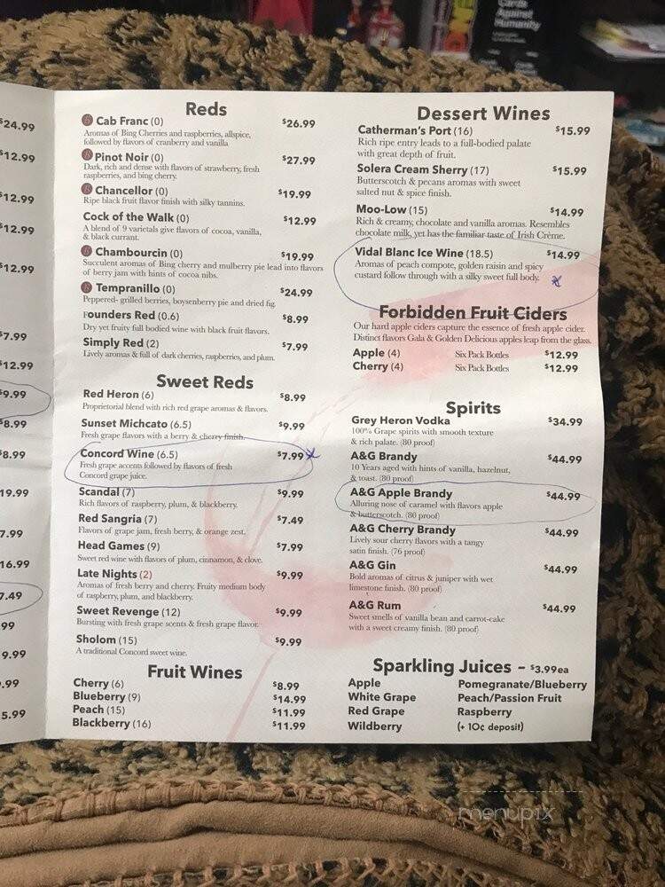 St. Julian Wine Company Tasting Room - Frankenmuth, MI menu_pic