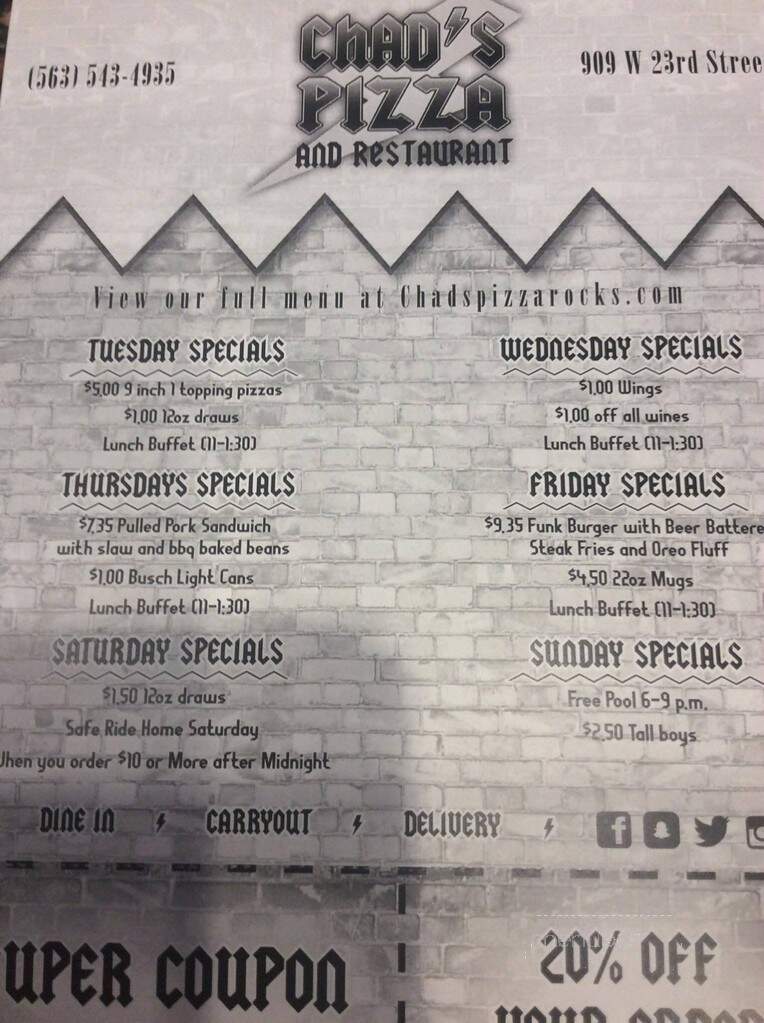 Chad's Pizza - Cedar Falls, IA menu_pic
