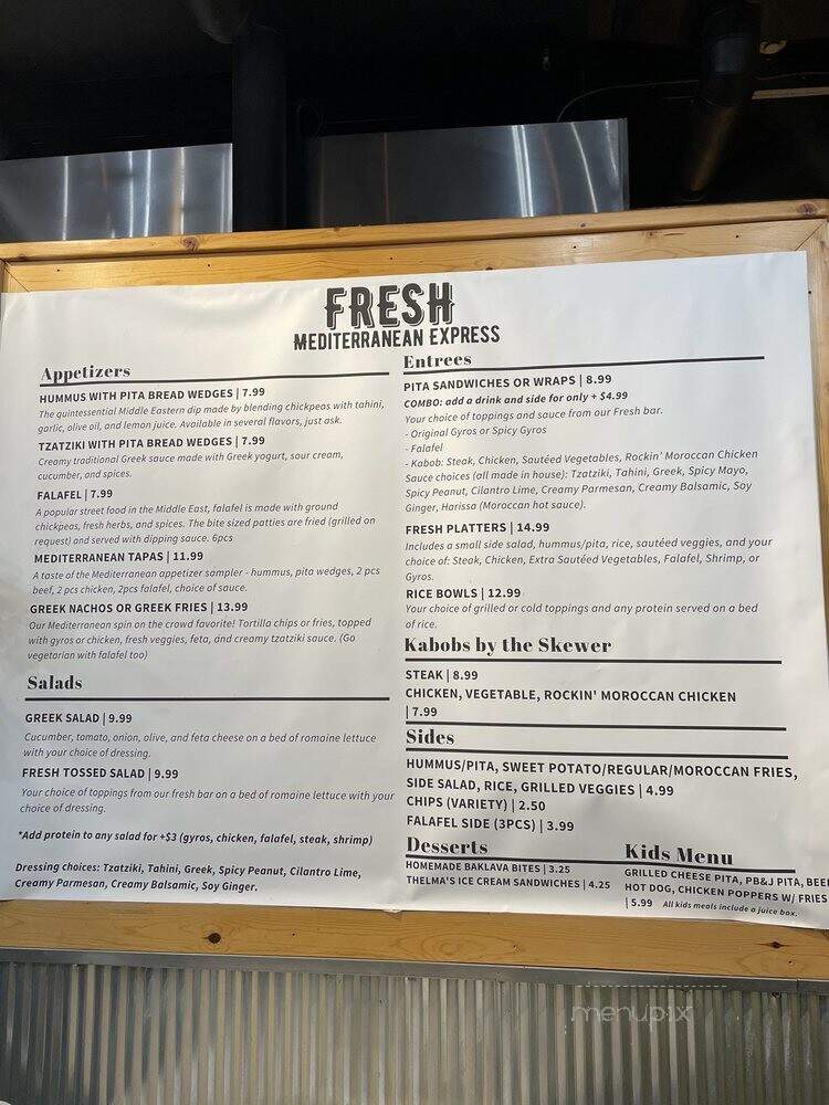 Fresh Mediterranean Express - Waukee, IA menu_pic