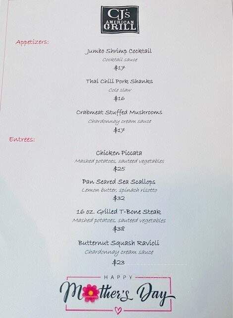 CJ's American Grill - Mattituck, NY menu_pic