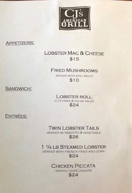 CJ's American Grill - Mattituck, NY menu_pic