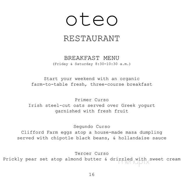 Oteo - Lindon, UT menu_pic