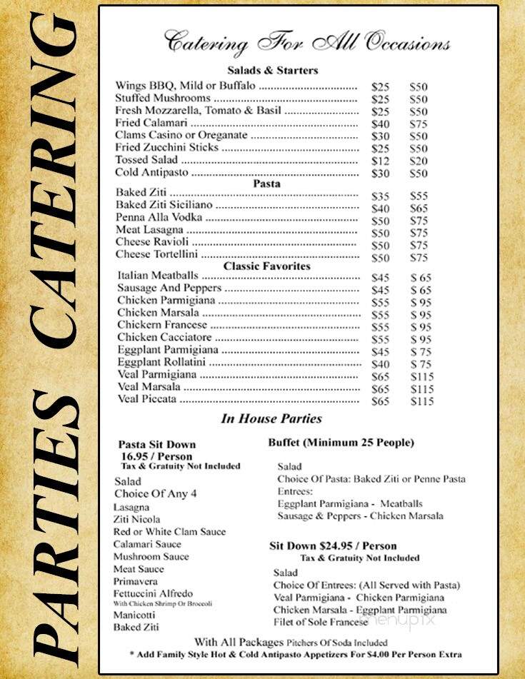 Nicola's Restaurant & Catering - Cold Spring, NY menu_pic