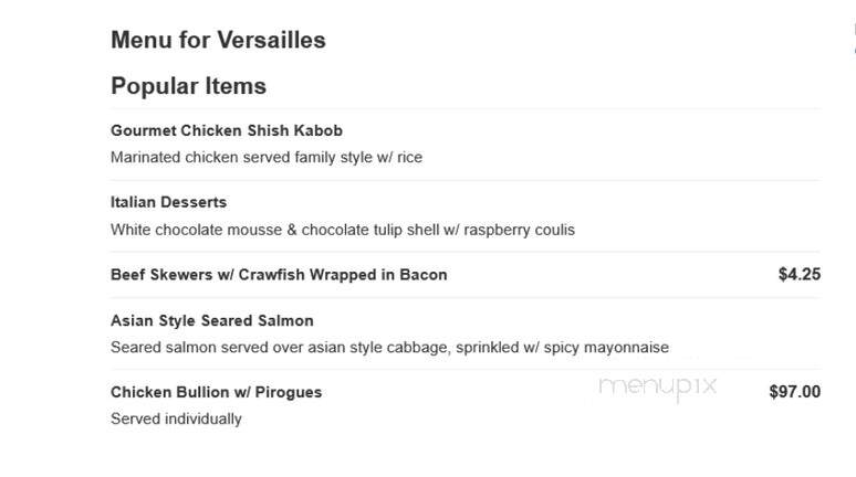 Versailles Banquets - Buffalo Grove, IL menu_pic