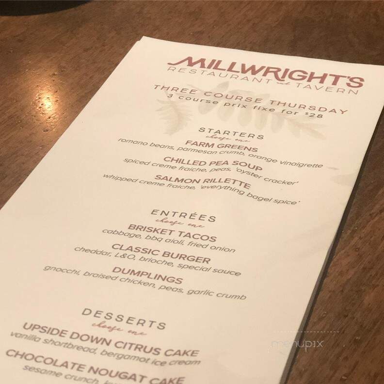 Millwrights - Simsbury, CT menu_pic