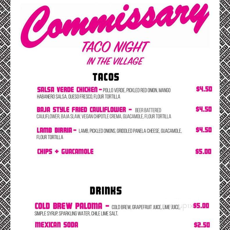 Coffee Commissary - Burbank, CA menu_pic