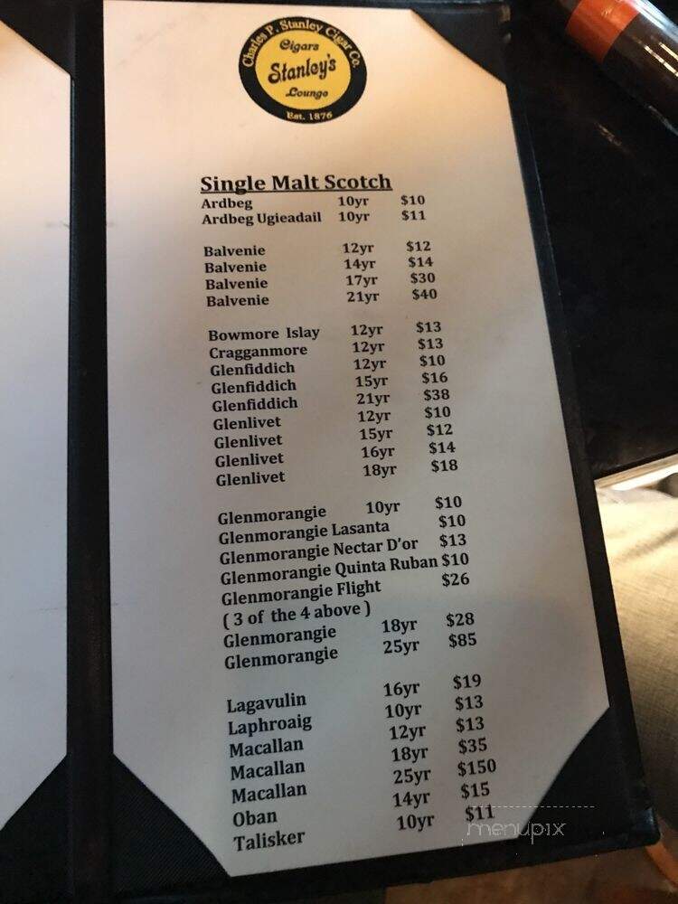 Charles P Stanley Cigar Company and Lounge - Saint Louis, MO menu_pic