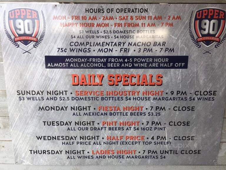 Upper90 on College - Fort Worth, TX menu_pic