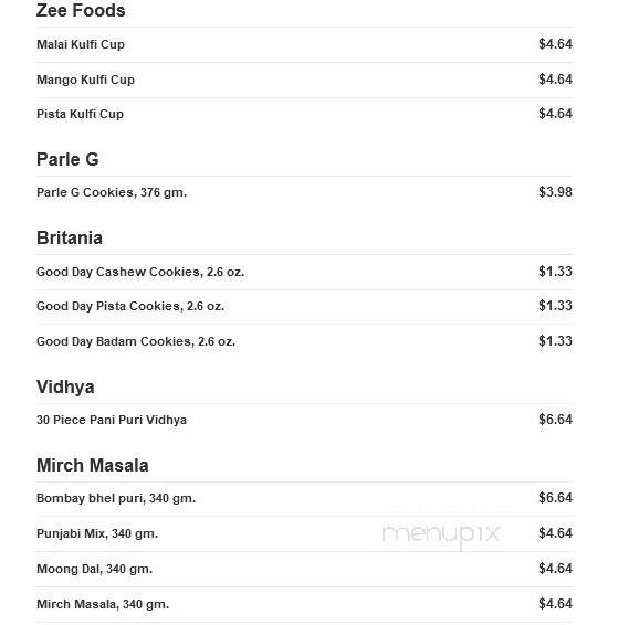 Bombay Spice House - Berkeley, CA menu_pic