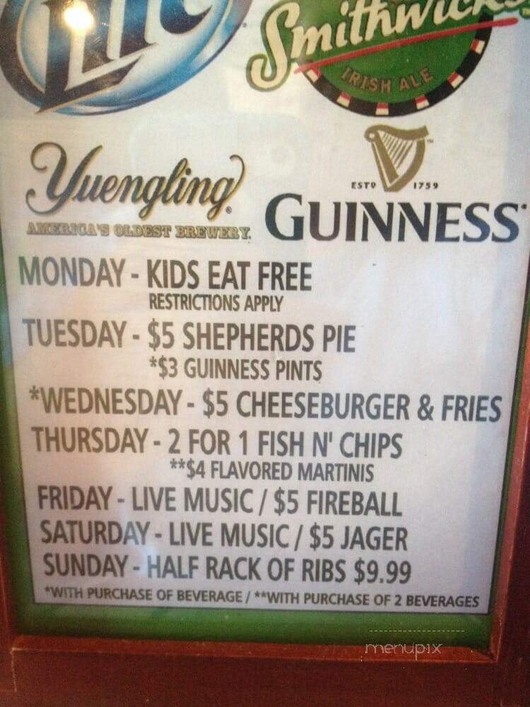 Fiddlers Green Irish Pub & Eatery - New Port Richey, FL menu_pic