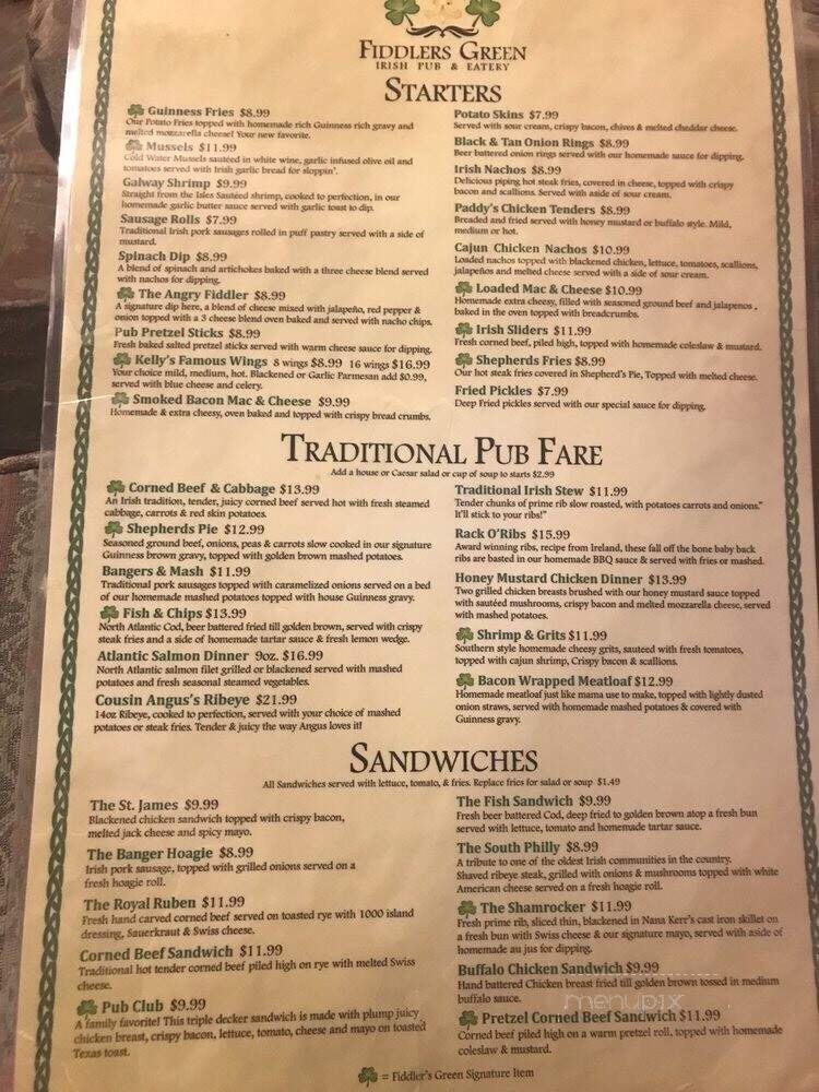 Fiddlers Green Irish Pub & Eatery - New Port Richey, FL menu_pic