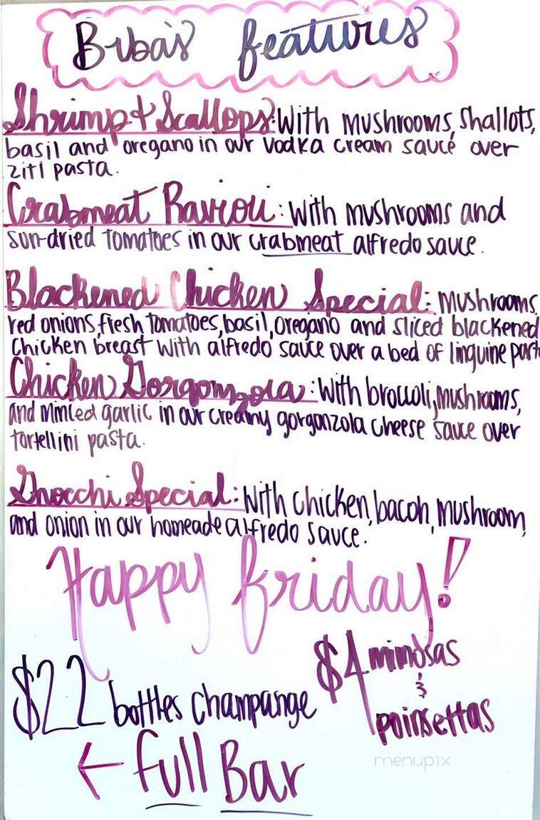 Biba's Italian Restaurant - Milledgeville, GA menu_pic