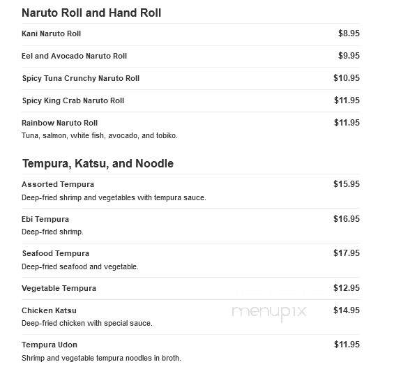 Aoyama Japanese Steakhouse - Marshfield, MA menu_pic