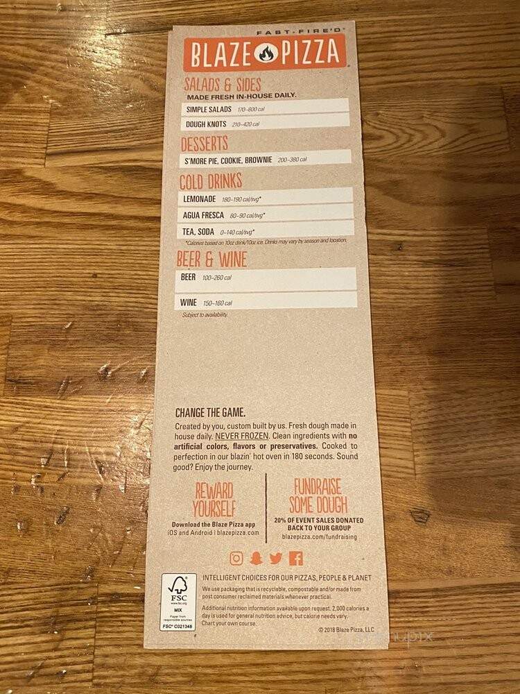 Blaze Pizza - Davie, FL menu_pic
