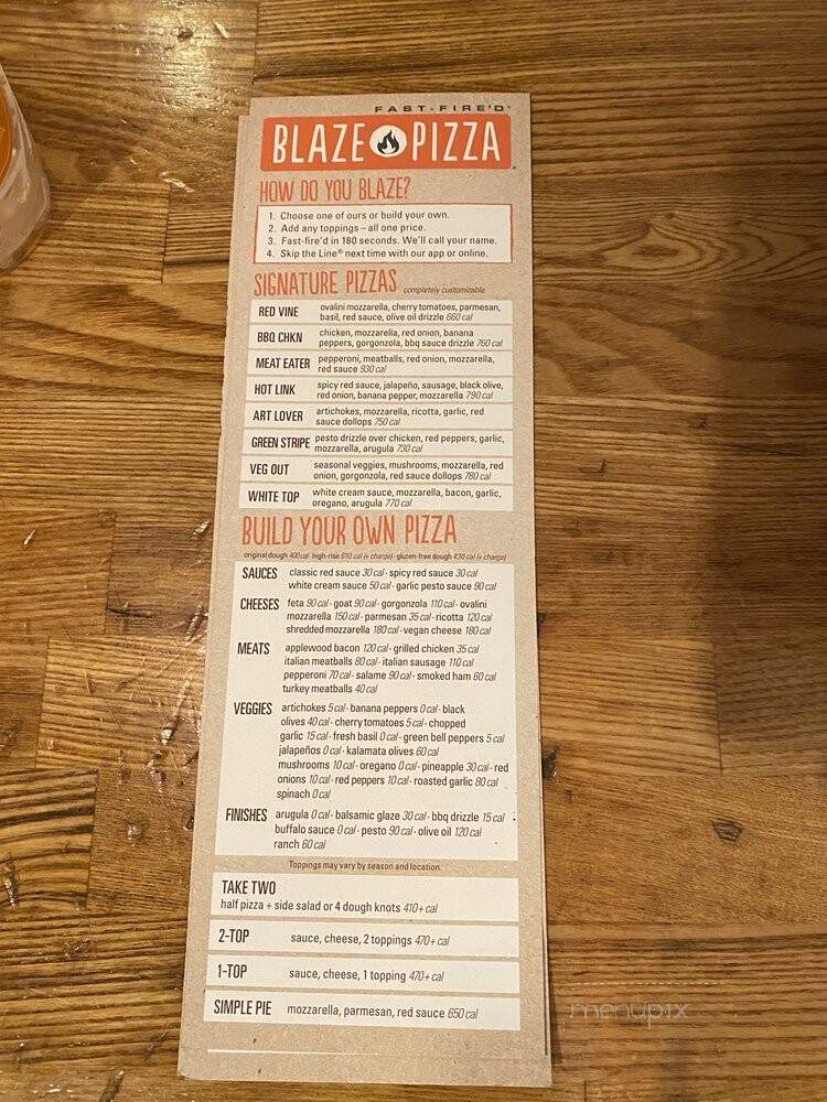 Blaze Pizza - Davie, FL menu_pic