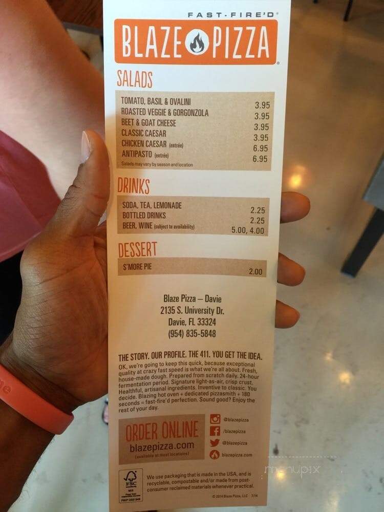 Blaze Pizza - Davie, FL menu_pic