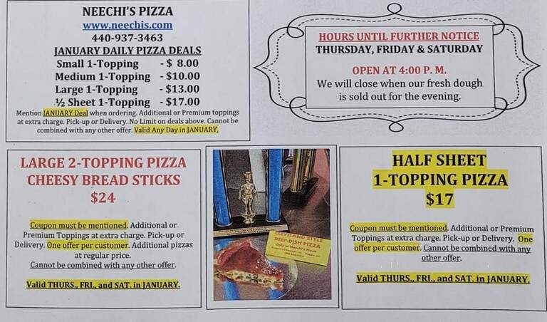 Neechi's Pizza - Avon, OH menu_pic