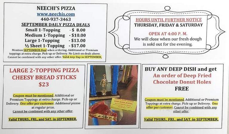 Neechi's Pizza - Avon, OH menu_pic