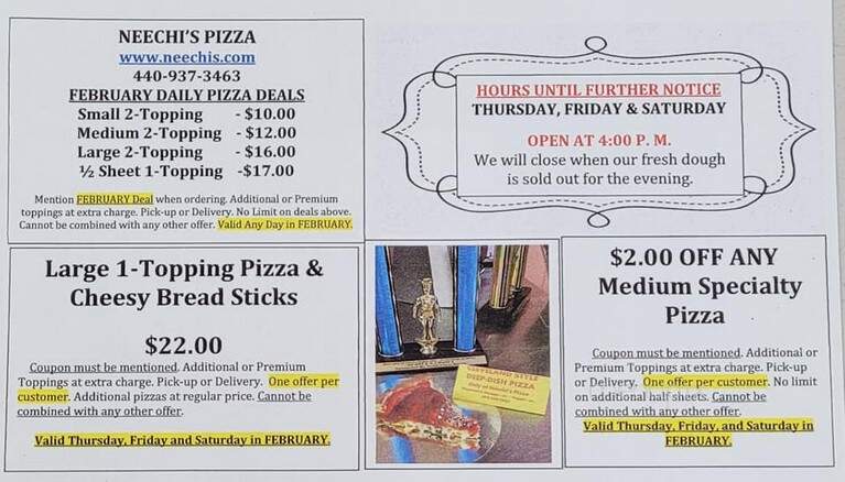 Neechi's Pizza - Avon, OH menu_pic