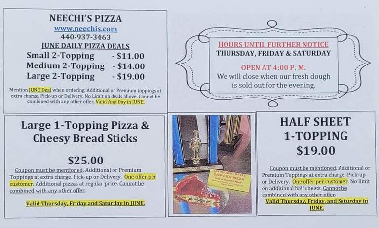 Neechi's Pizza - Avon, OH menu_pic