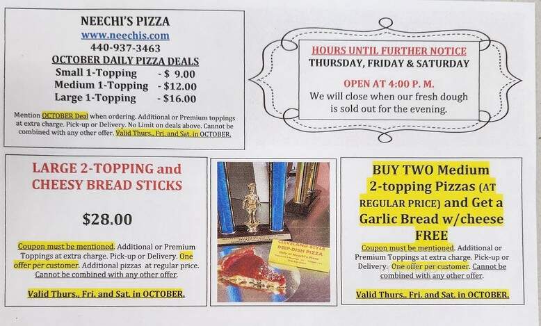 Neechi's Pizza - Avon, OH menu_pic