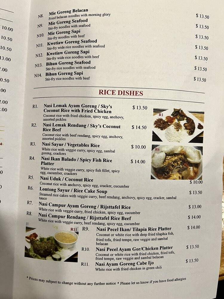 Sky Cafe - Elmhurst, NY menu_pic