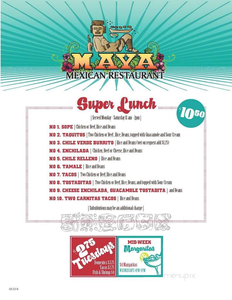 Maya Mexican Restaurant - Santa Maria, CA menu_pic