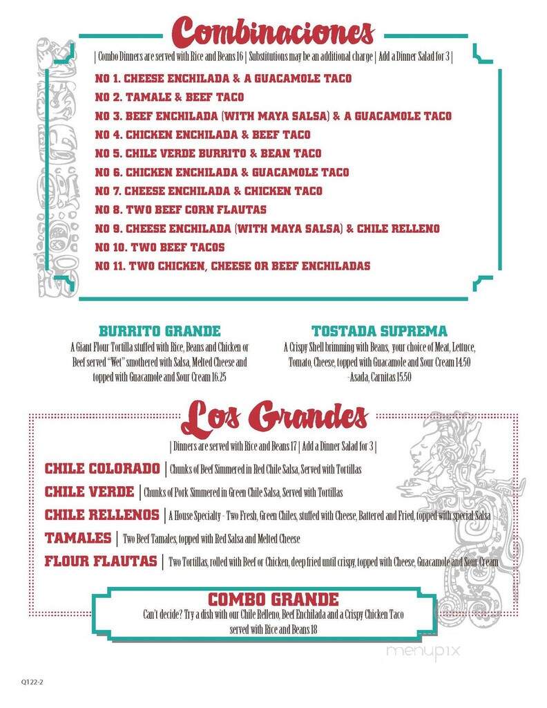 Maya Mexican Restaurant - Santa Maria, CA menu_pic