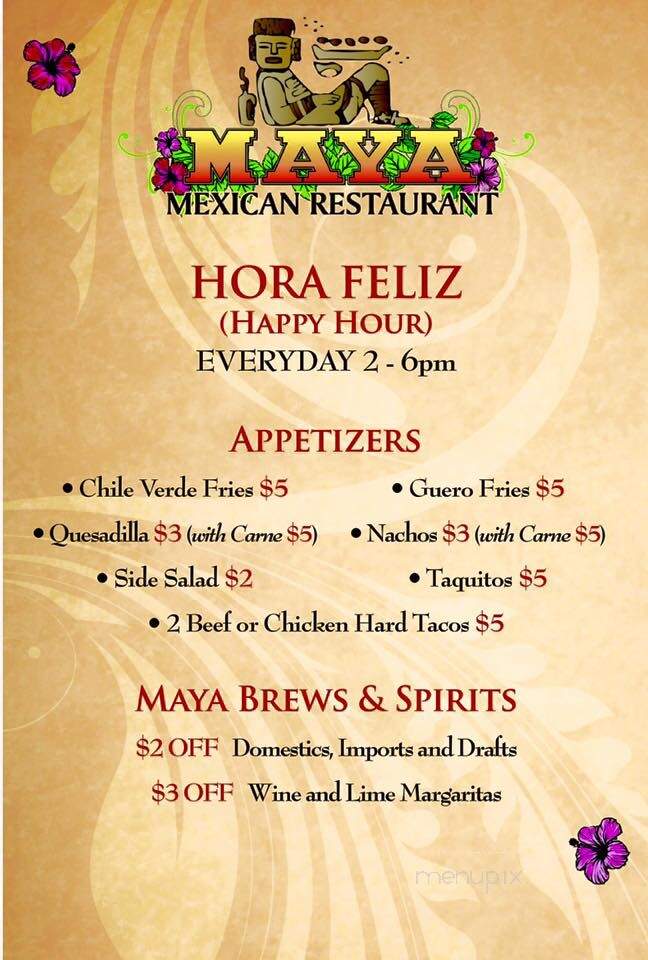 Maya Mexican Restaurant - Santa Maria, CA menu_pic