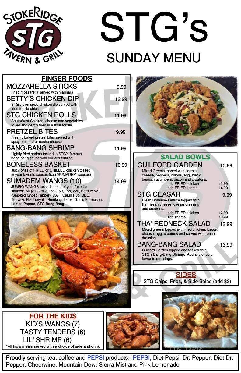 StokeRidge Tavern & Grill - Oak Ridge, NC menu_pic