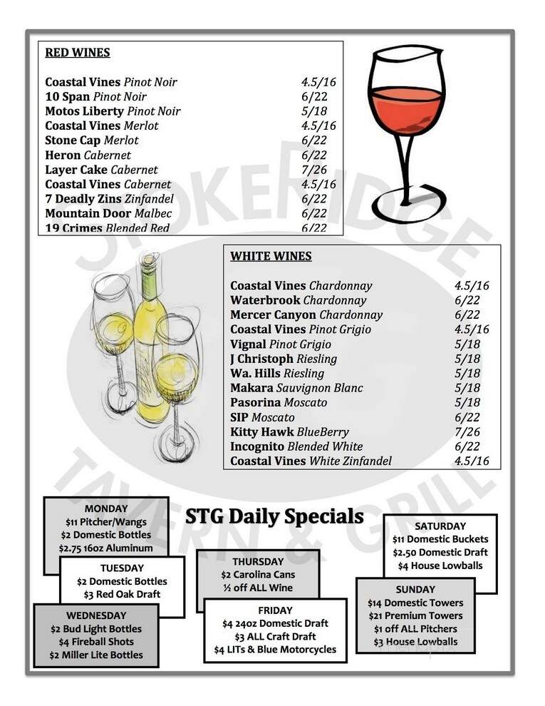 StokeRidge Tavern & Grill - Oak Ridge, NC menu_pic