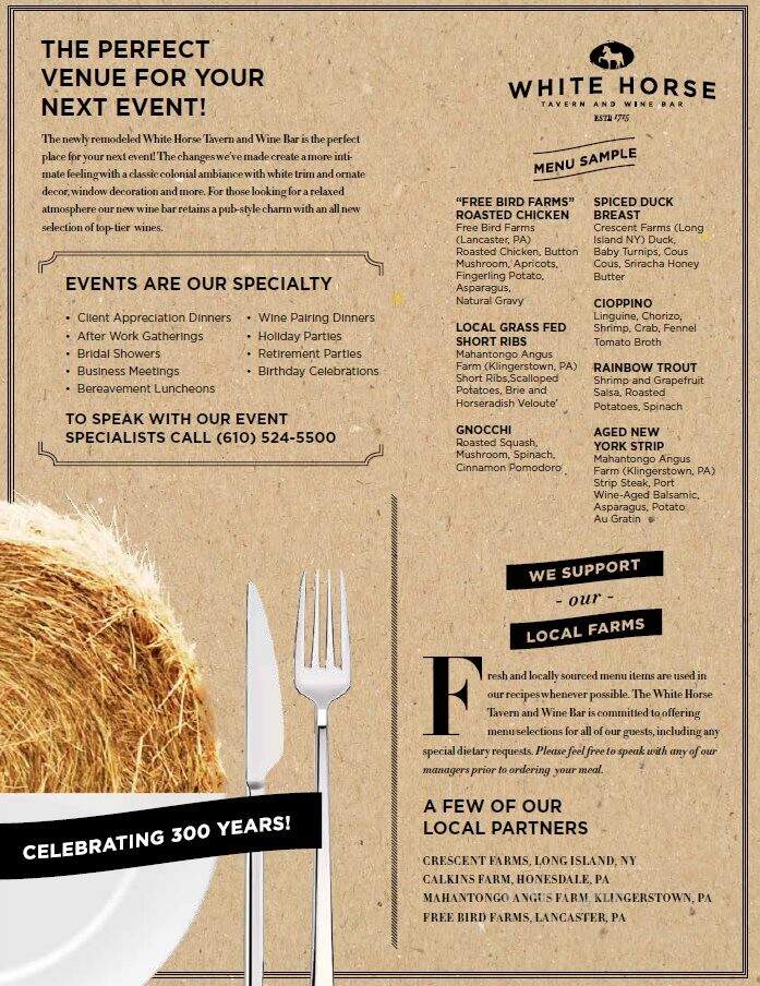 White Horse Tavern & Wine Bar - Frazer, PA menu_pic
