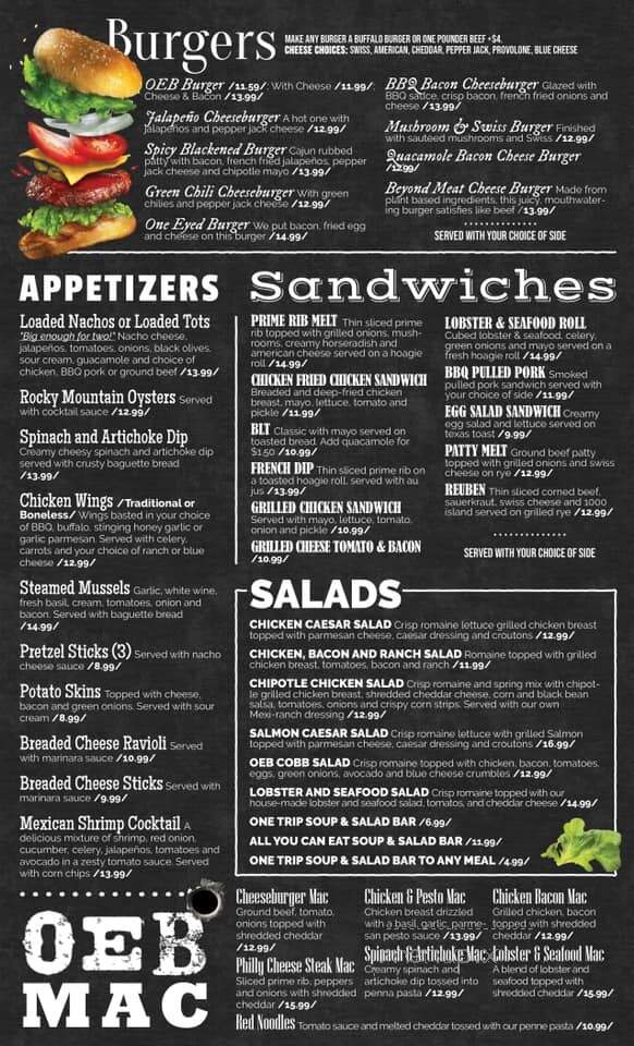 One Eyed Buffalo Brewing Company - Thermopolis, WY menu_pic