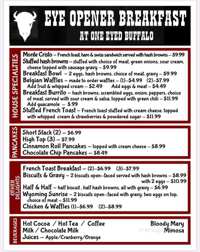 One Eyed Buffalo Brewing Company - Thermopolis, WY menu_pic