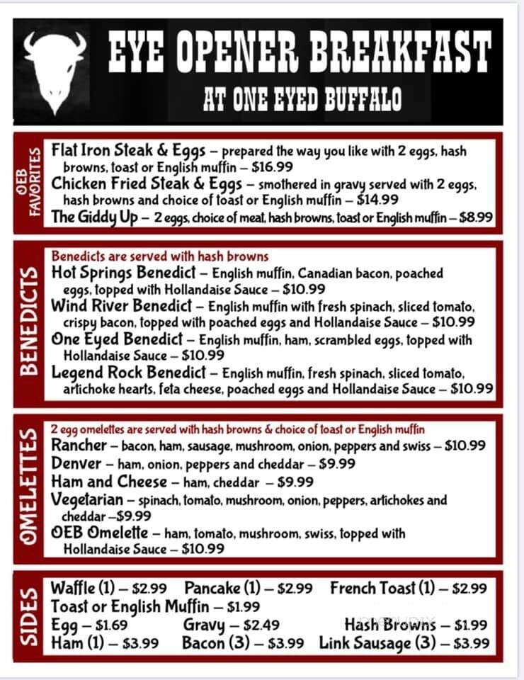 One Eyed Buffalo Brewing Company - Thermopolis, WY menu_pic