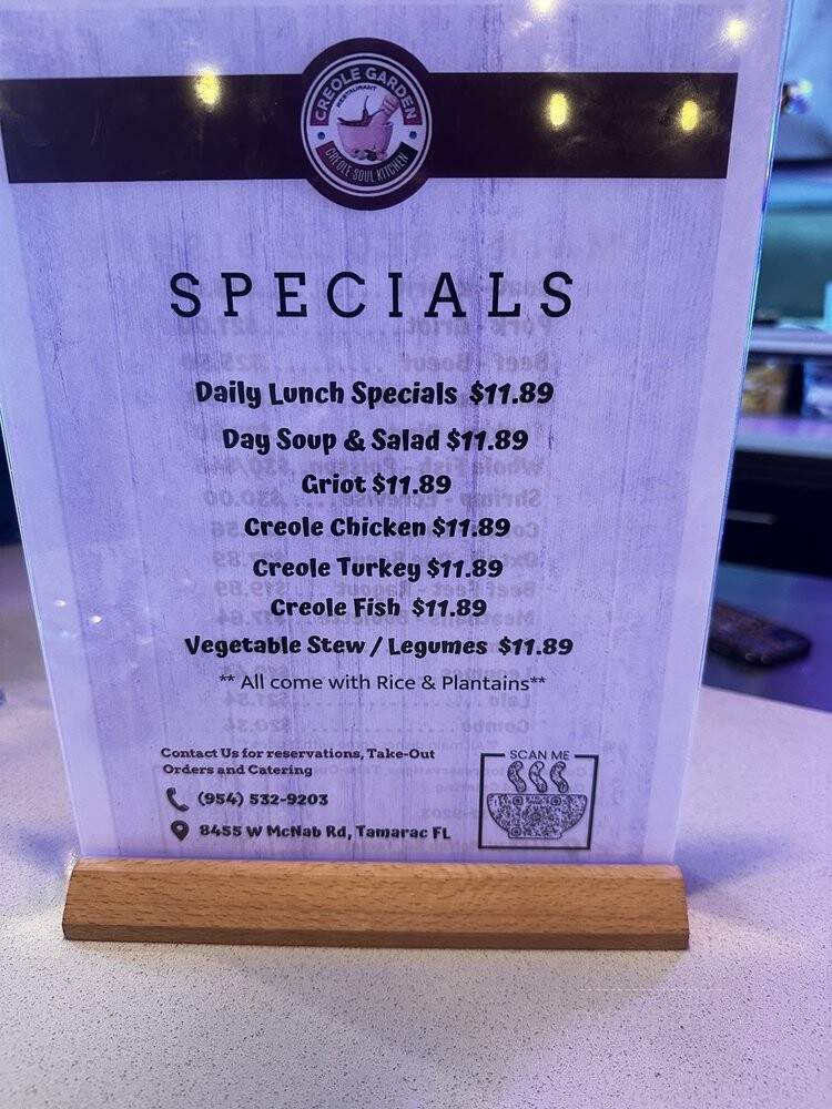 Creole Garden - Tamarac, FL menu_pic