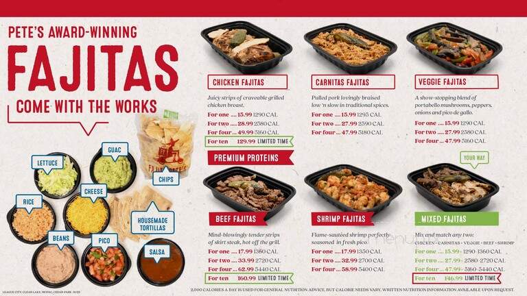 Fajita Pete's - Colleyville, TX menu_pic