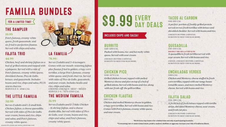 Fajita Pete's - Colleyville, TX menu_pic