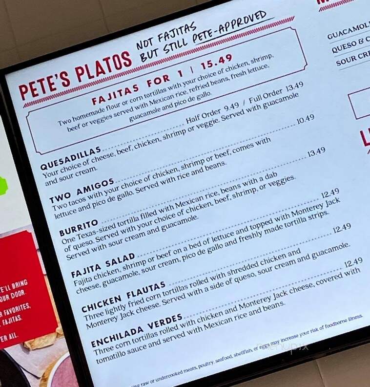 Fajita Pete's - Colleyville, TX menu_pic