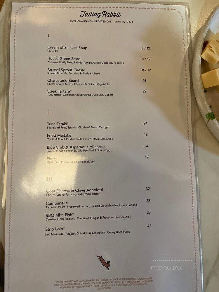 Falling Rabbit Restaurant - Duluth, GA menu_pic