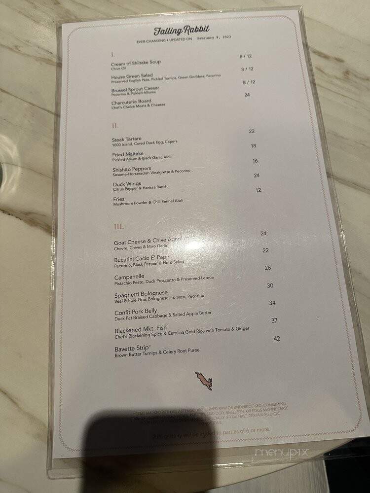Falling Rabbit Restaurant - Duluth, GA menu_pic