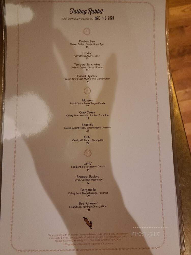Falling Rabbit Restaurant - Duluth, GA menu_pic