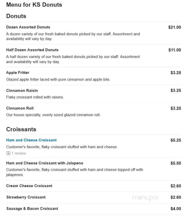 K S Donut Shop - Long Beach, CA menu_pic