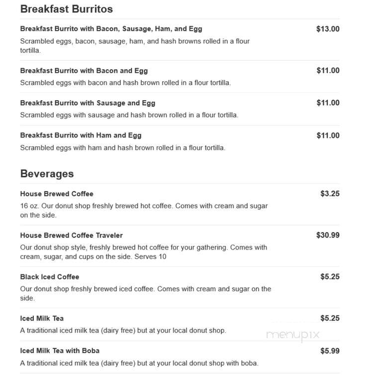 K S Donut Shop - Long Beach, CA menu_pic