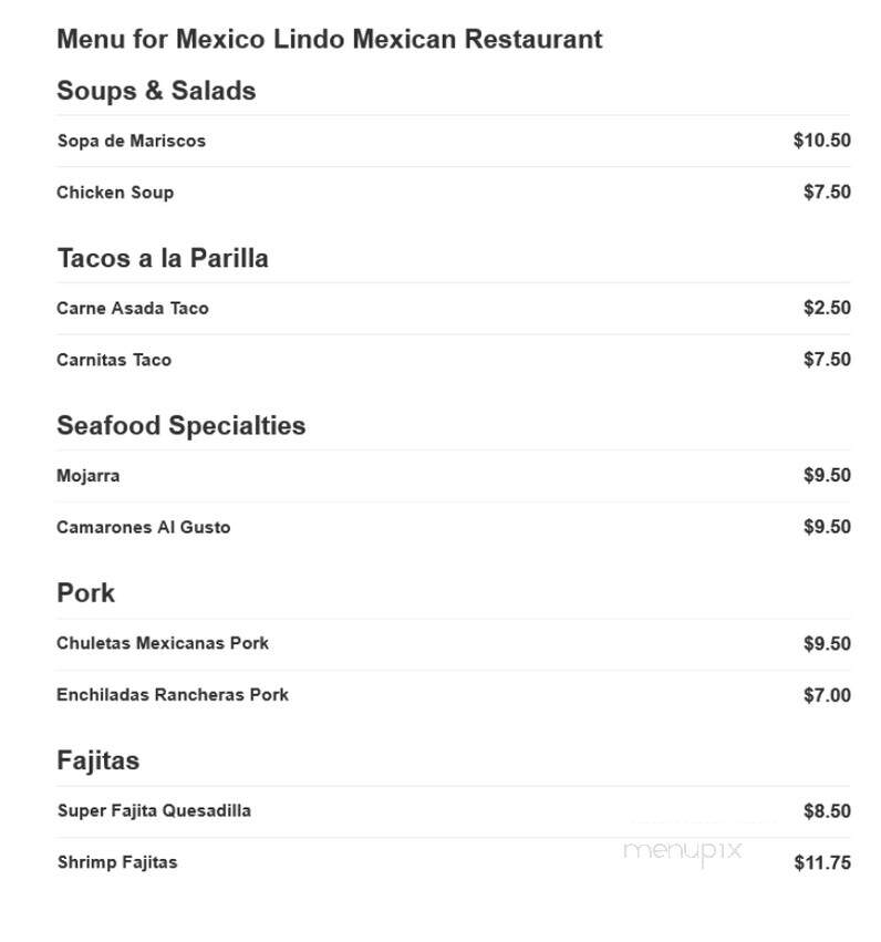 Mexico Lindo - Asheville, NC menu_pic